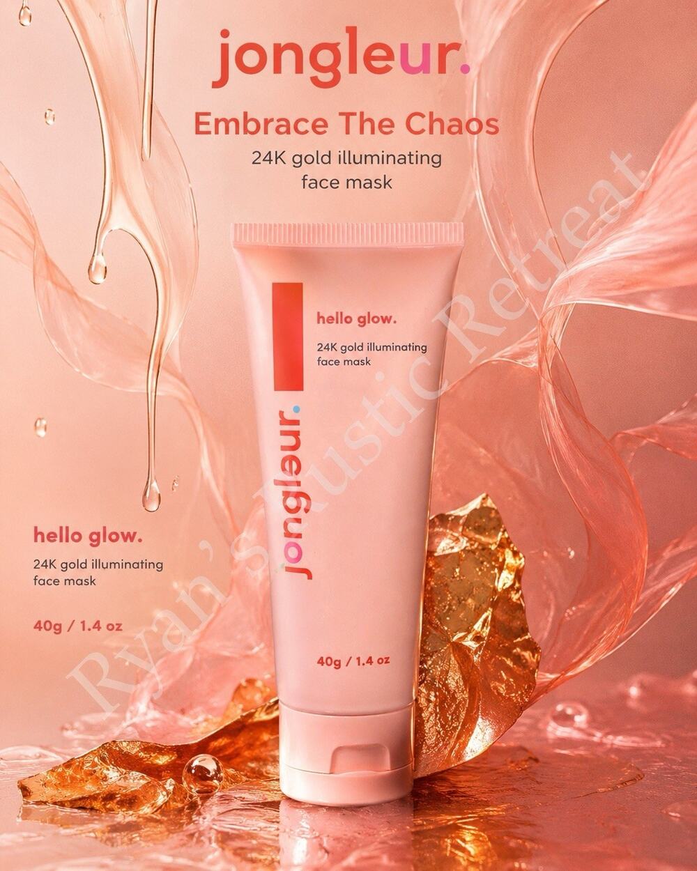Jongleur Hello Glow 24K Gold Peel Off Face Mask 1.4oz EXP 2027